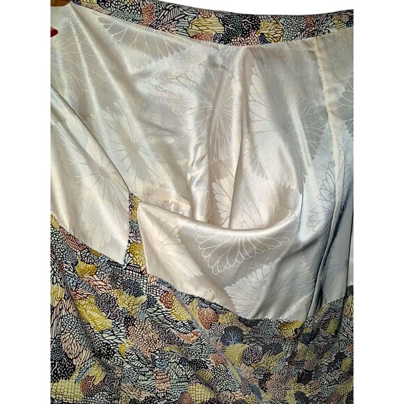 Japanese Vintage Haori Kimono Tie Front Jacket Silk Garden Landscape pattern OS - Picture 2 of 4